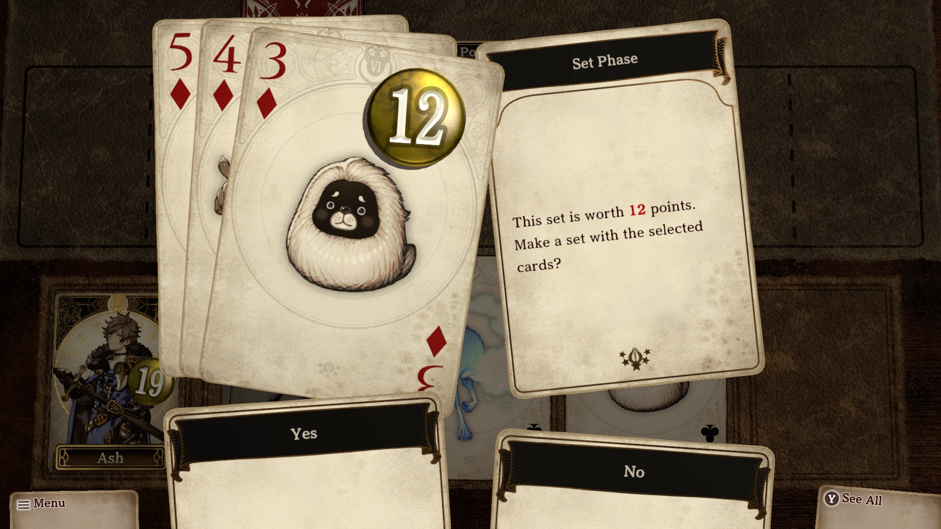 An image of the set matching card game in the game parlor