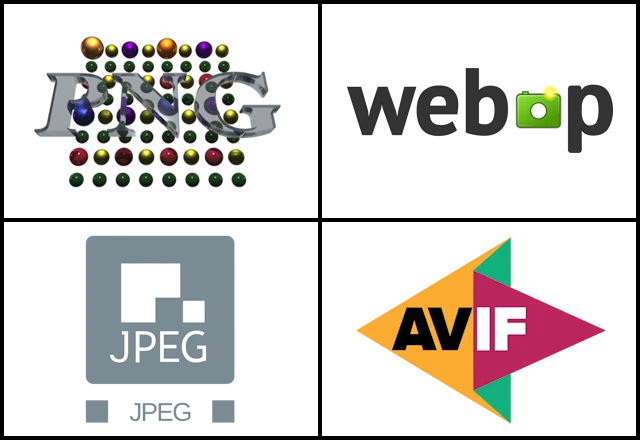 An image showcasing the logos of the 4 image formats being examined.